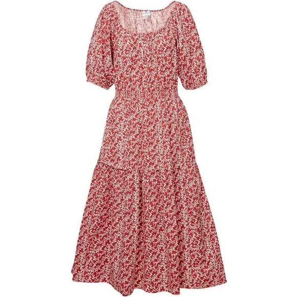 NWOT Apiece Apart Nova midi dress, XS, Mango Bouquet red floral, cotton - Picture 4 of 5